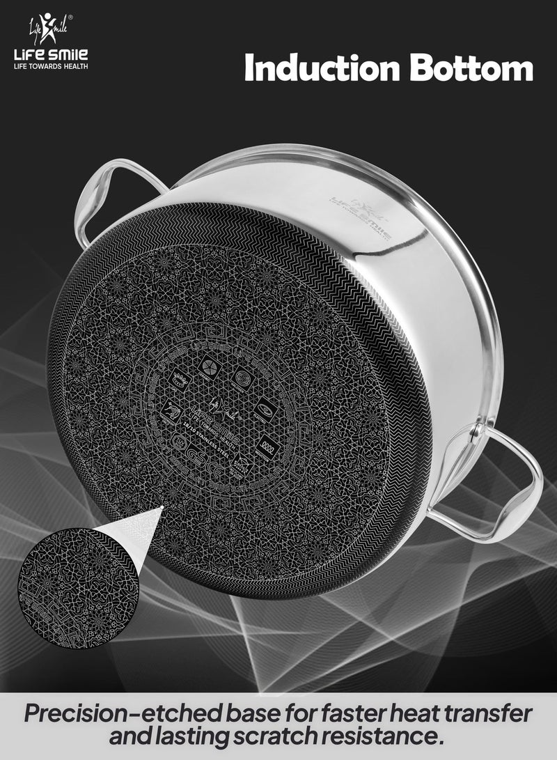 Life Smile Lifesmile Hybrid Stainless Steel Cookware Set | Non-Stick Interlocking Pattern | Induction Compatible | Scratch-Resistant & Low-Oil Cooking - Image 2
